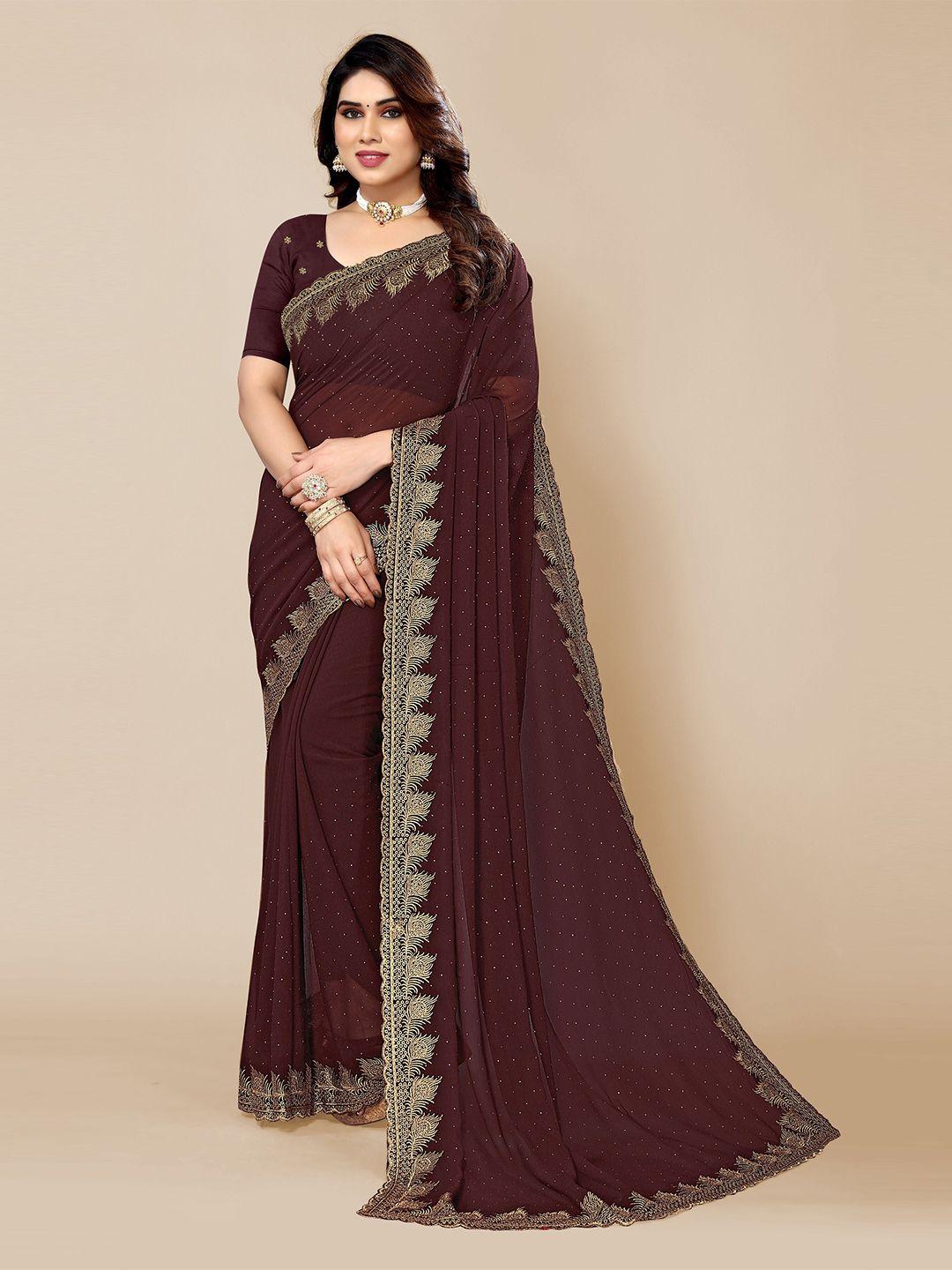 fabmora polka dot embroidered saree