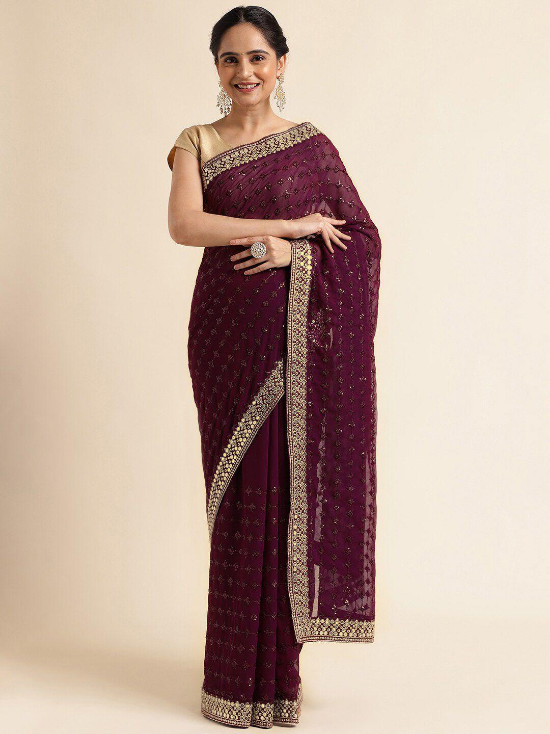 fabmora sequinned pure georgette saree