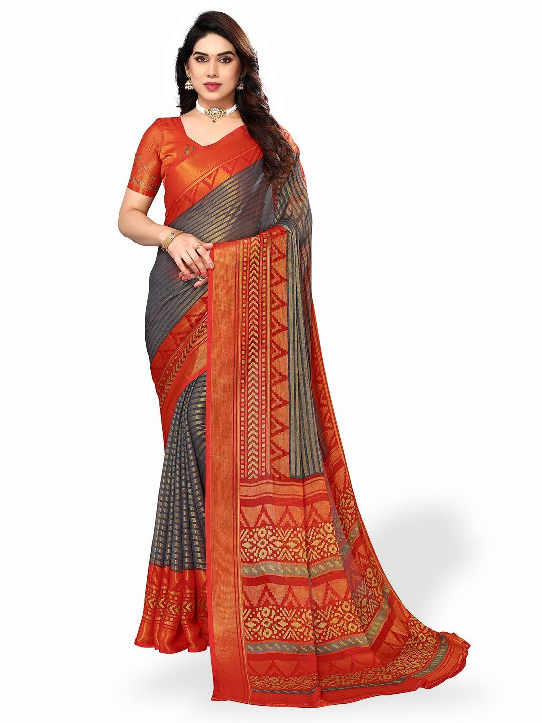 fabmora striped zari pure chiffon brasso saree