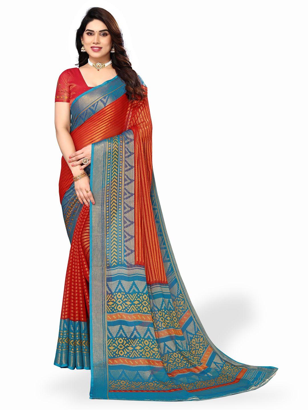 fabmora striped zari pure chiffon brasso saree