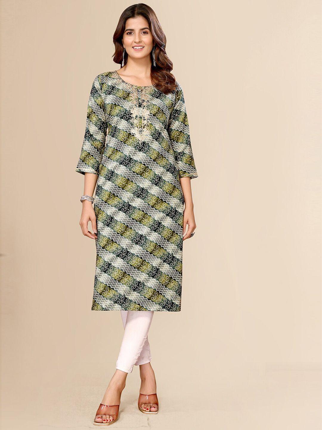 fabmora women chevron printed gotta patti kurta