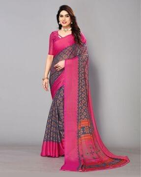 fabmora womens saree with blouse piece saree