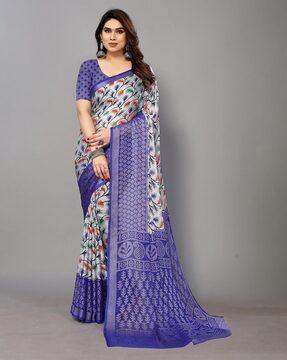 fabmora womens saree with blouse piece saree