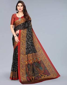 fabmora womens saree with blouse piece saree