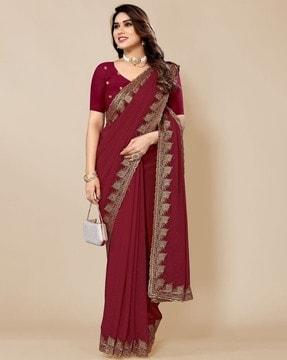 fabmora womens saree with blouse piece saree