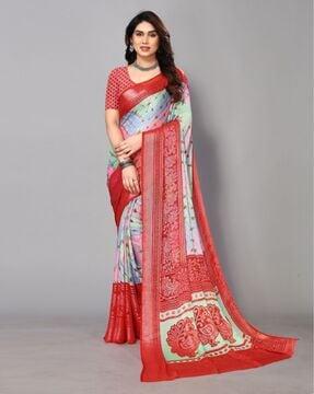 fabmora womens saree with blouse piece saree