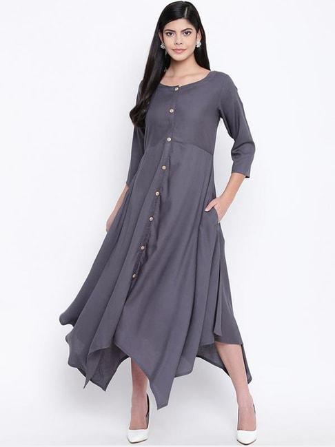 fabnest grey regular fit assymetric dress