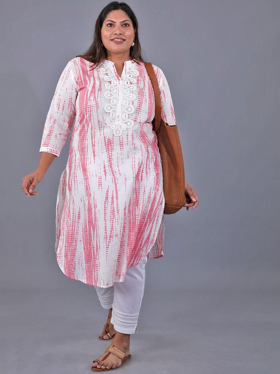 fabnest curve abstract printed mandarin collar pure cotton kurta with trousers