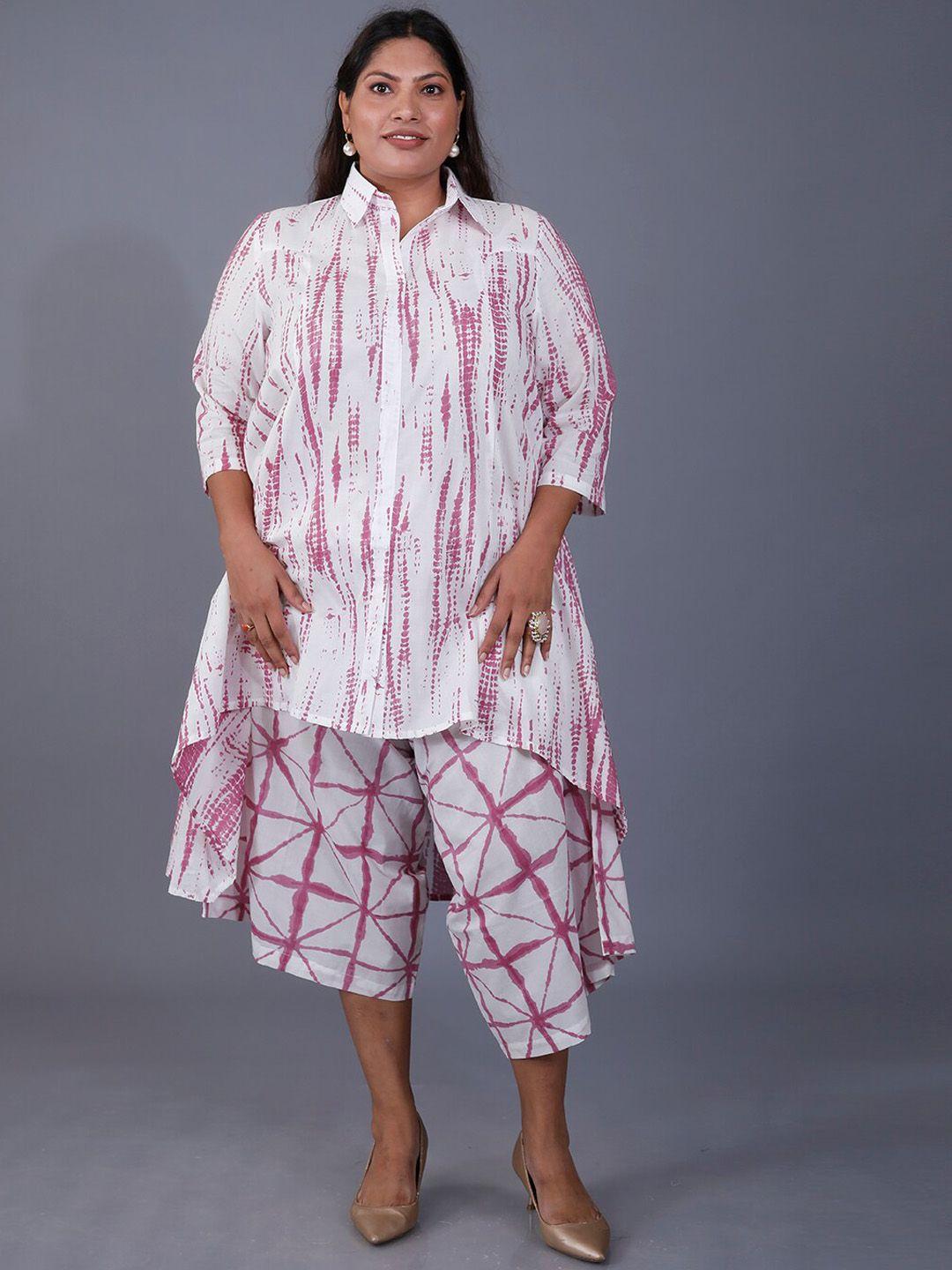 fabnest curve abstract printed shirt collar pure cotton kurta with pyjamas