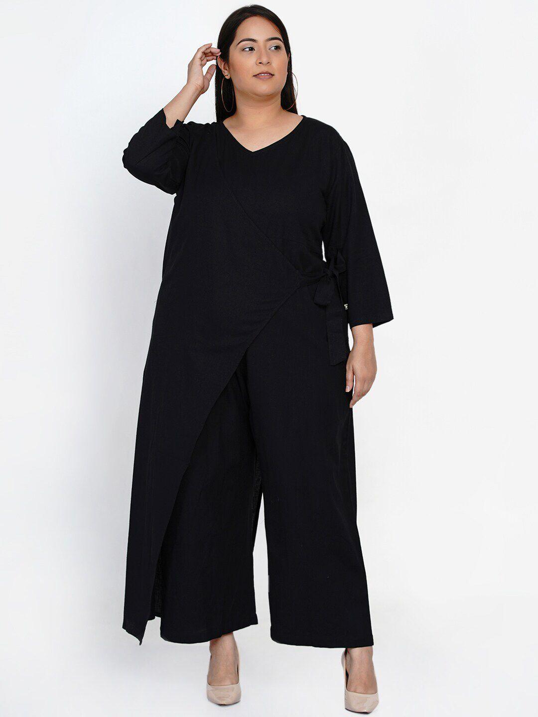 fabnest curve black cotton basic jumpsuit