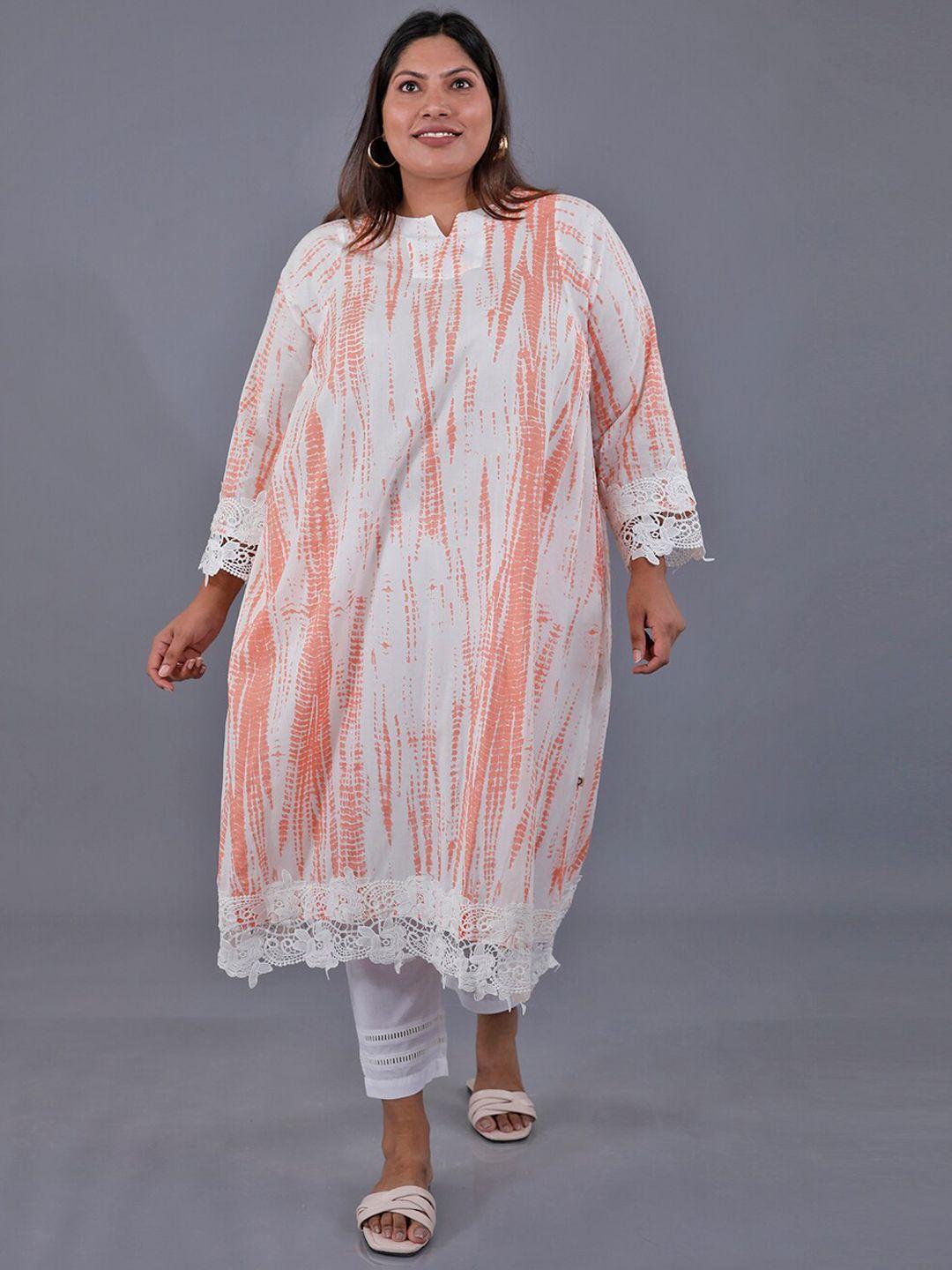 fabnest curve plus size abstract printed pure cotton a-line kurta with trousers