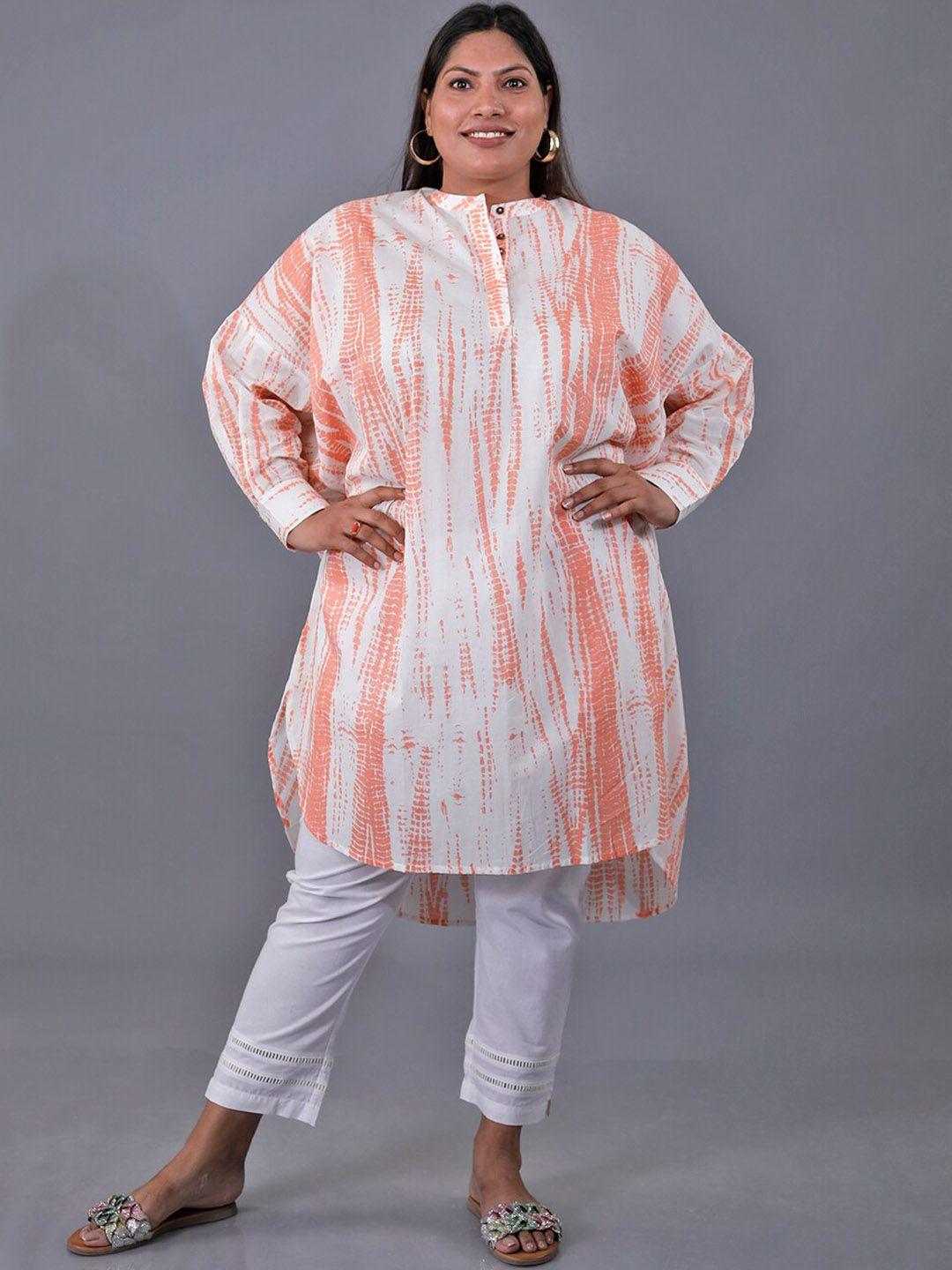 fabnest curve plus size abstract printed pure cotton a-line kurta with trousers