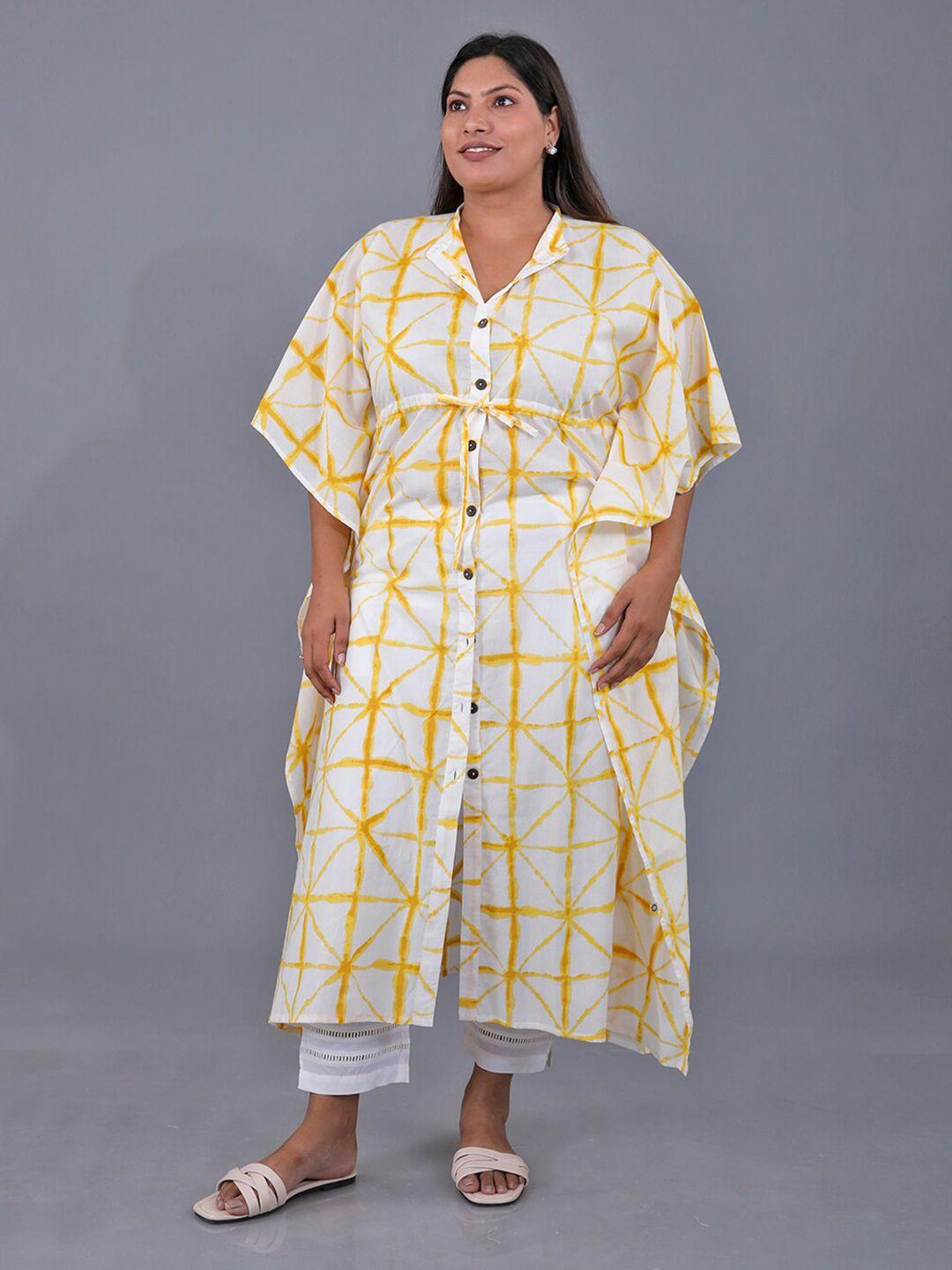 fabnest curve plus size tie and dye kaftan cotton kurta