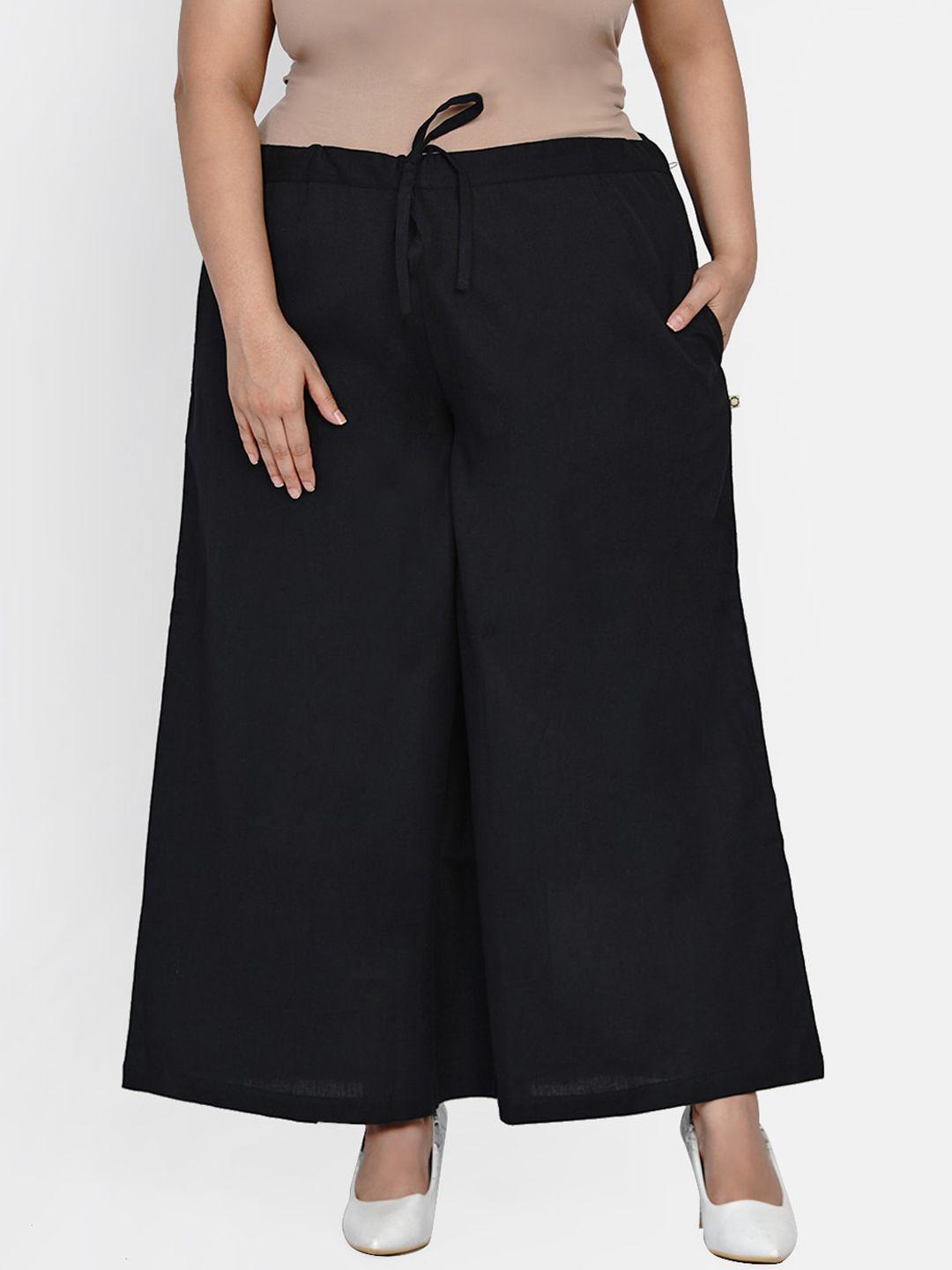 fabnest curve women black high-rise parallel trousers