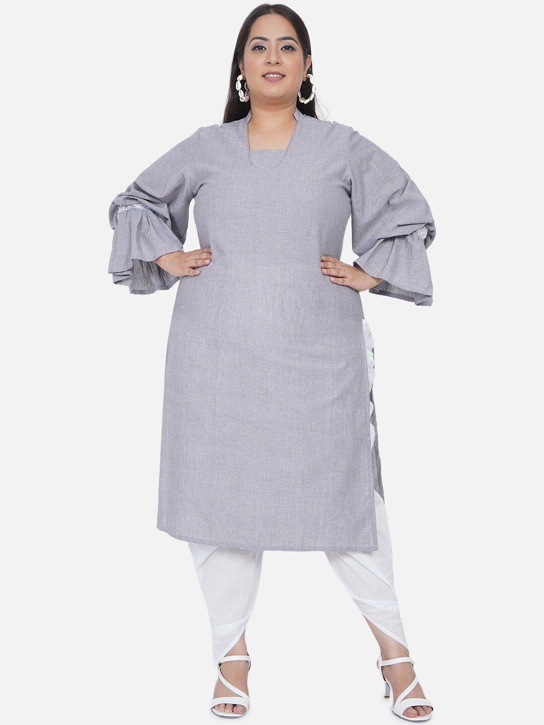 fabnest curve women grey flared sleeves kurta