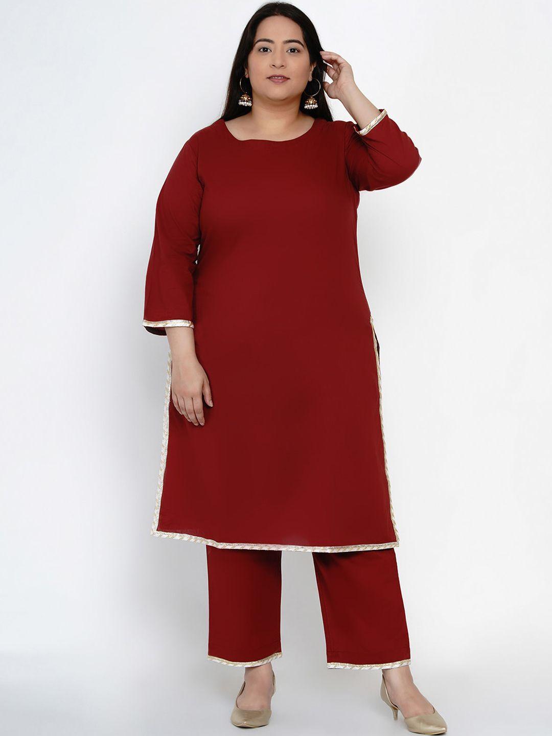 fabnest curve women maroon kurta