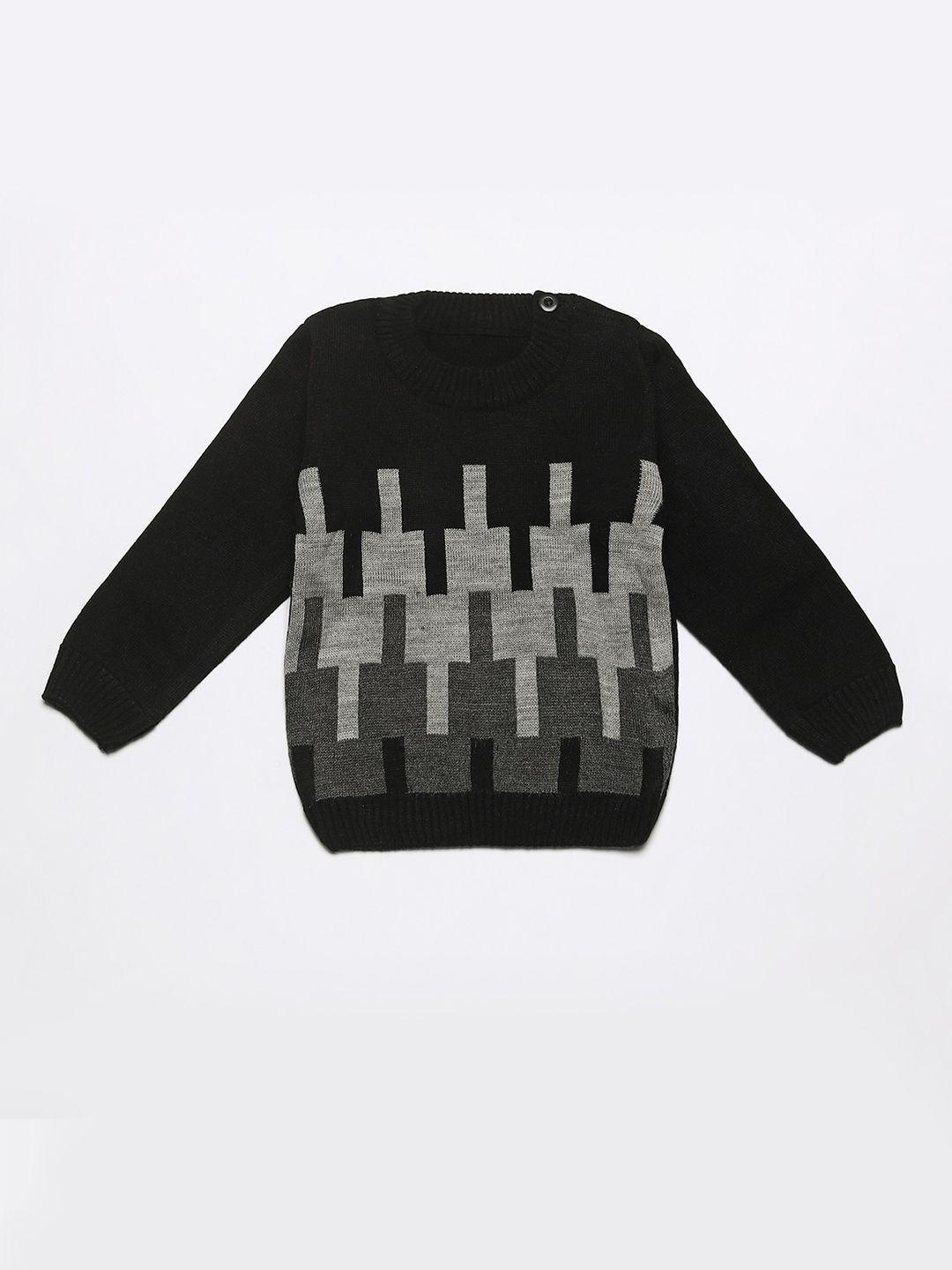 fabnest kids black & grey printed pullover sweater