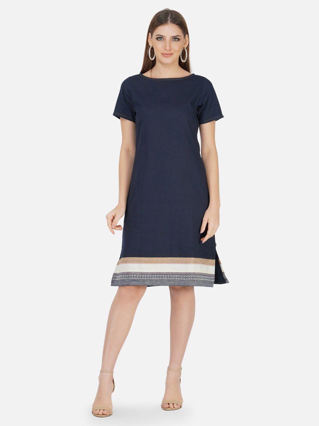 fabnest navy blue a-line dress