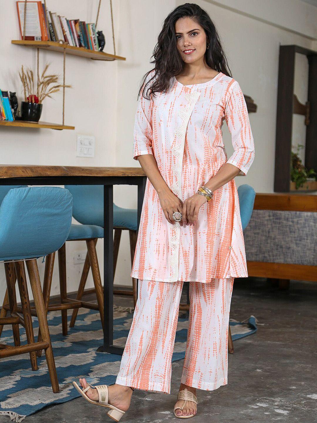 fabnest shibori dyed pure cotton kurta with palazzos