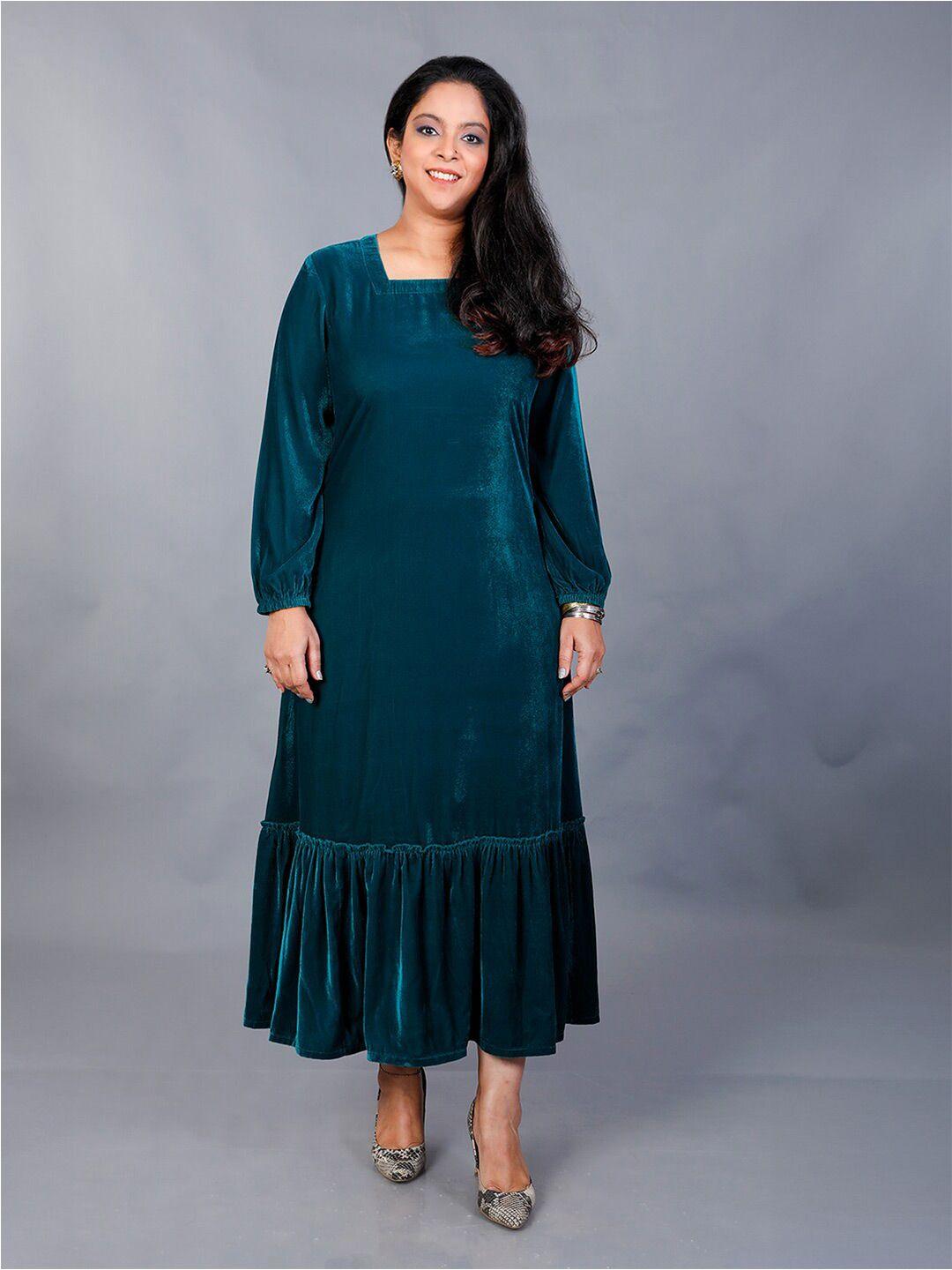 fabnest teal velvet dress