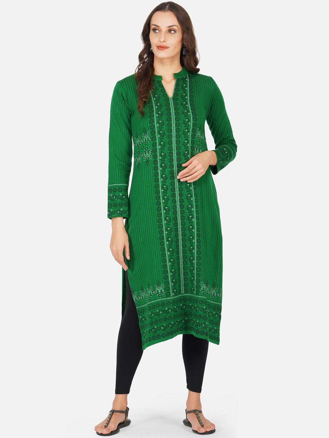 fabnest women green ethnic motifs kurta