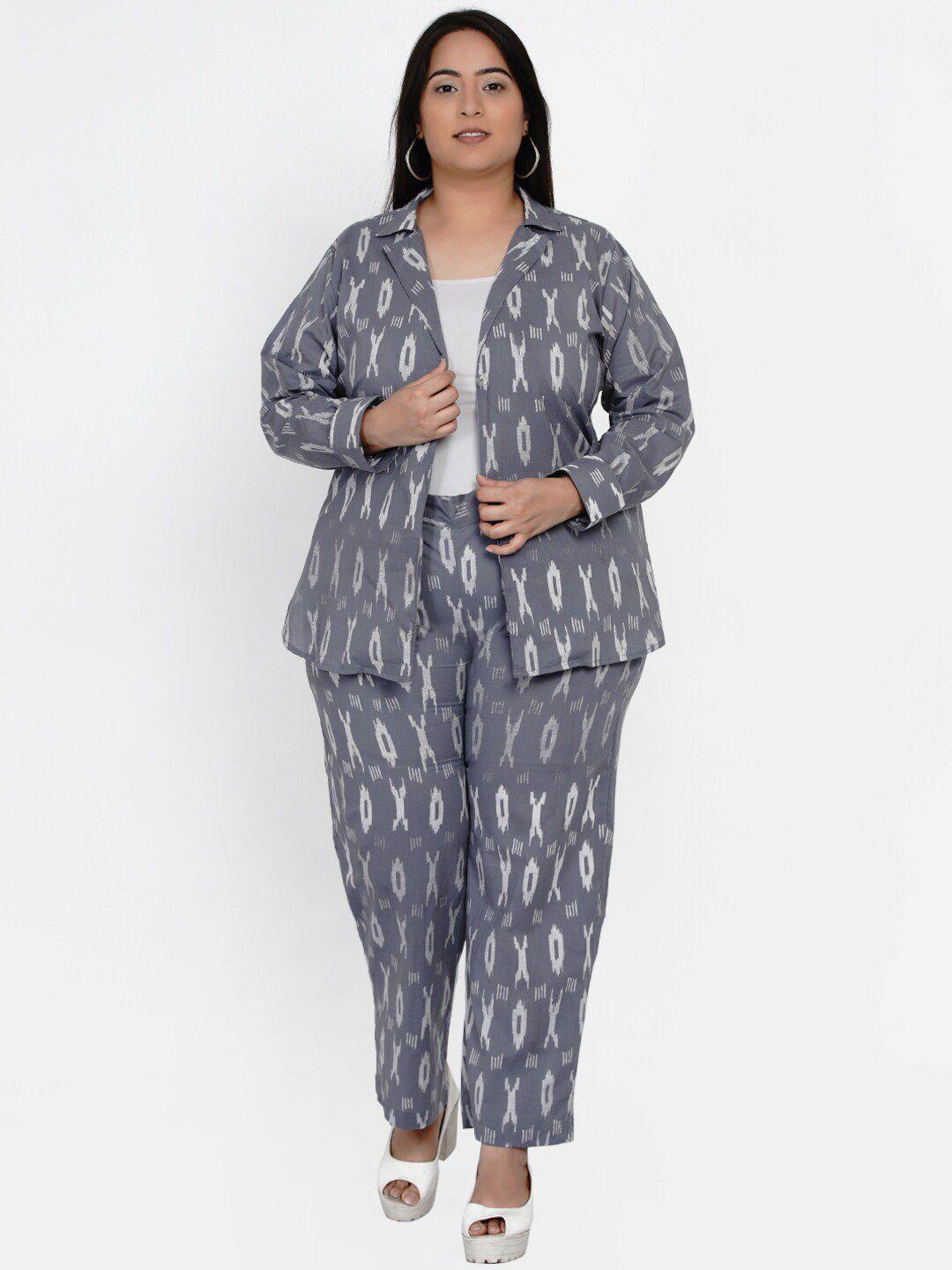 fabnest women grey & white printed two-piece jumpsuit