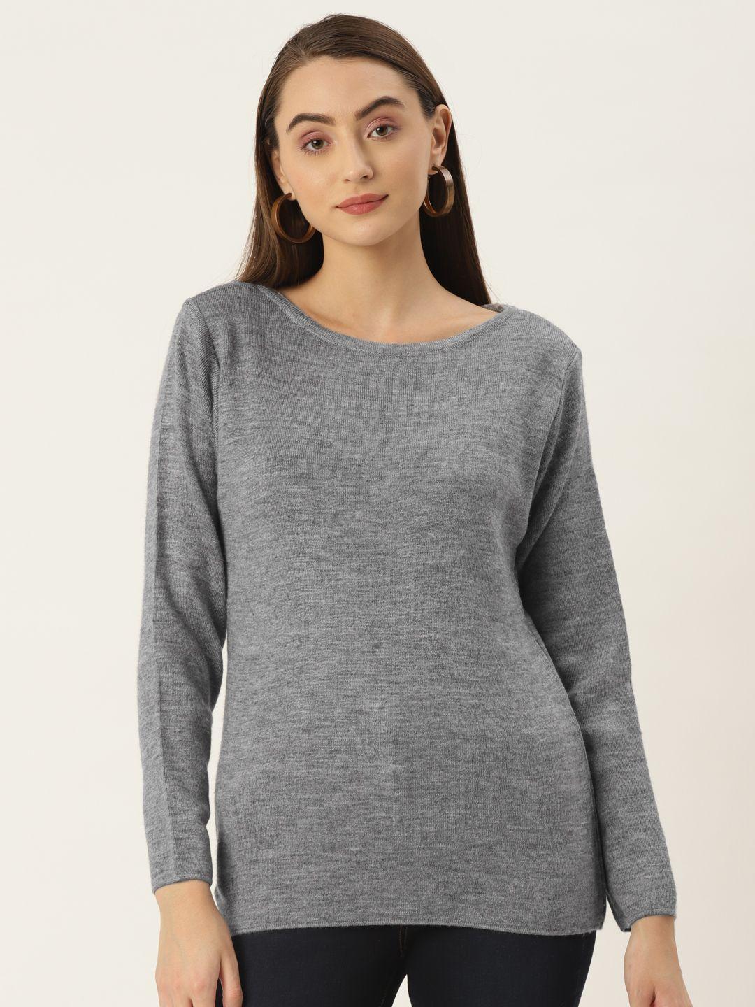 fabnest women grey boat neck sweater