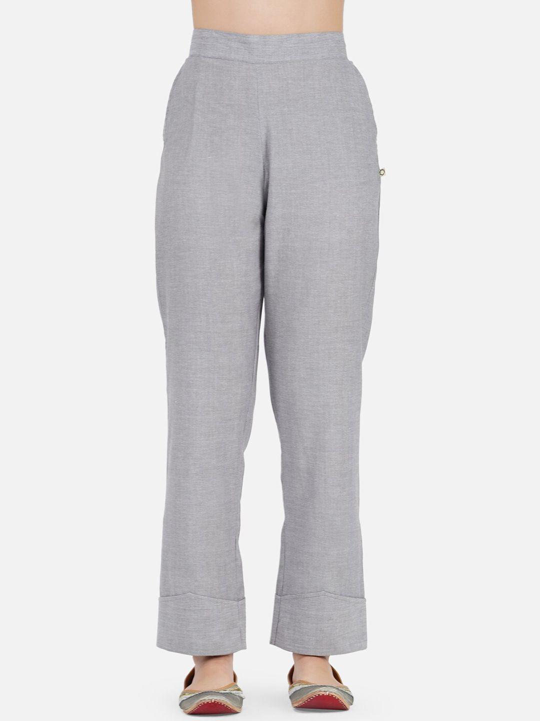 fabnest women grey relaxed trousers