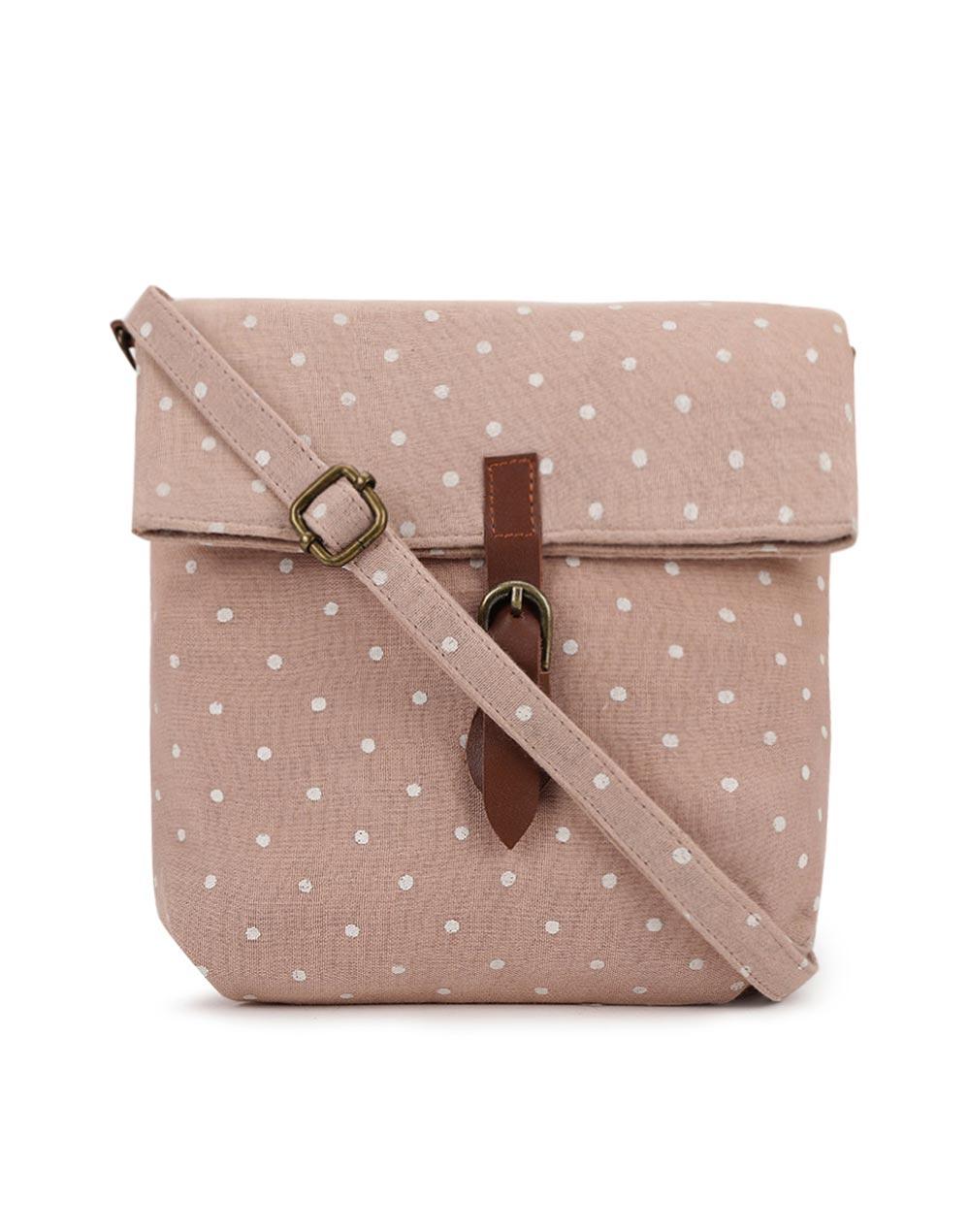 fabnu brown fabric polka dot sling