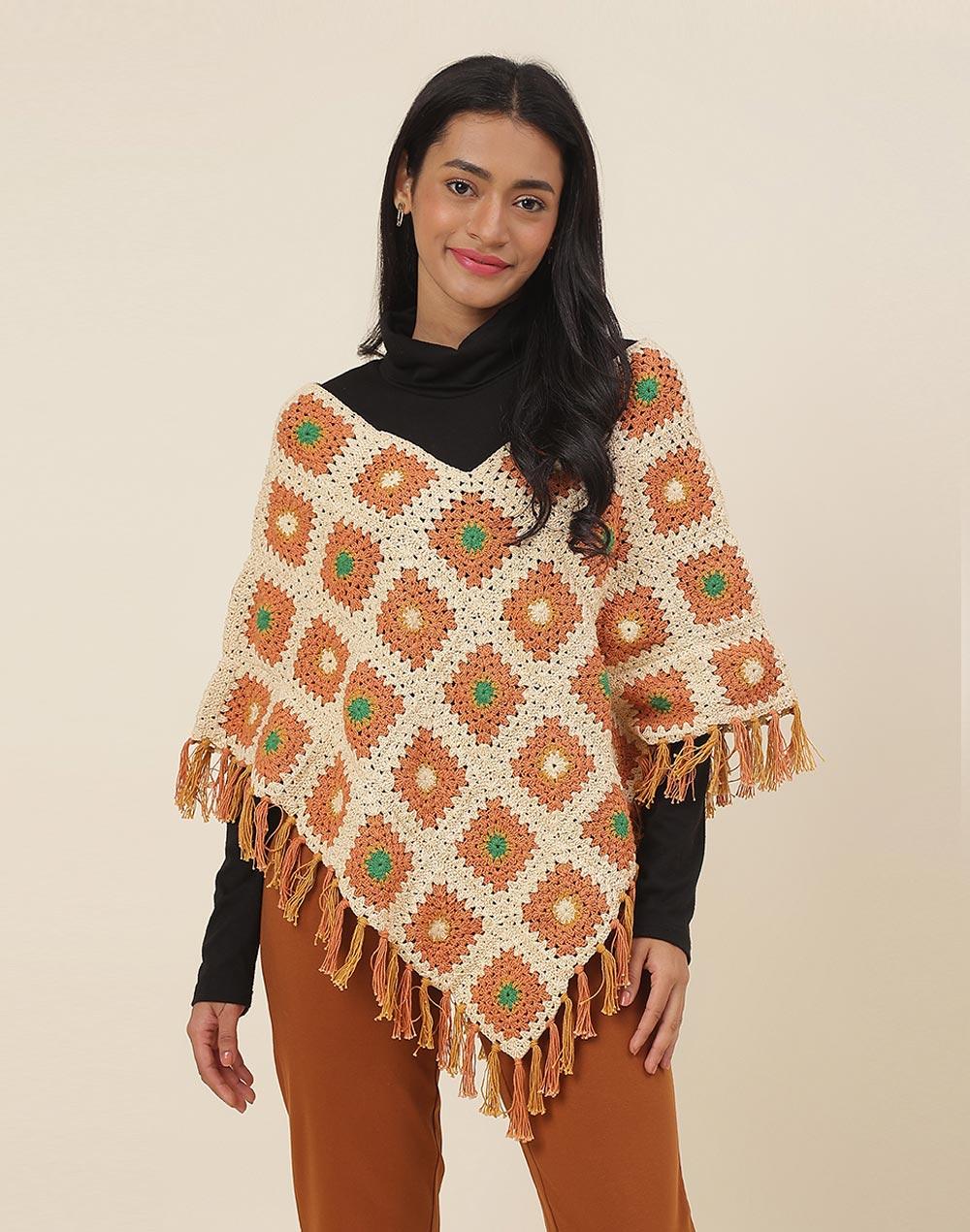 fabnu multi cotton crochet shrug