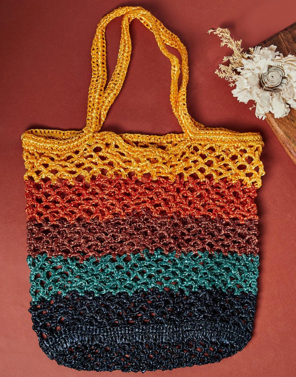 fabnu multi raffia tote