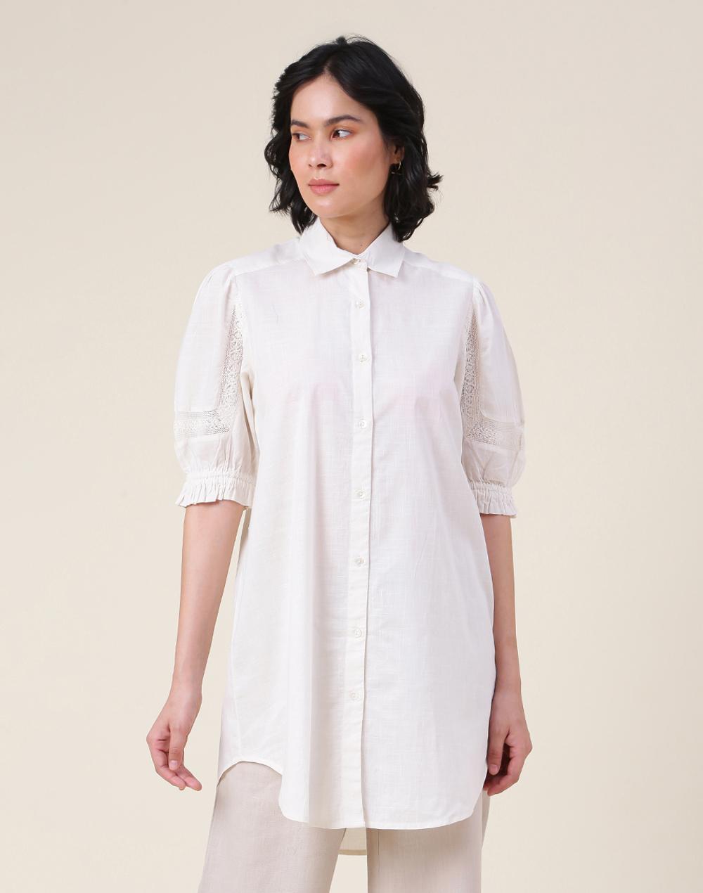 fabnu neutral cotton regular fit tunic