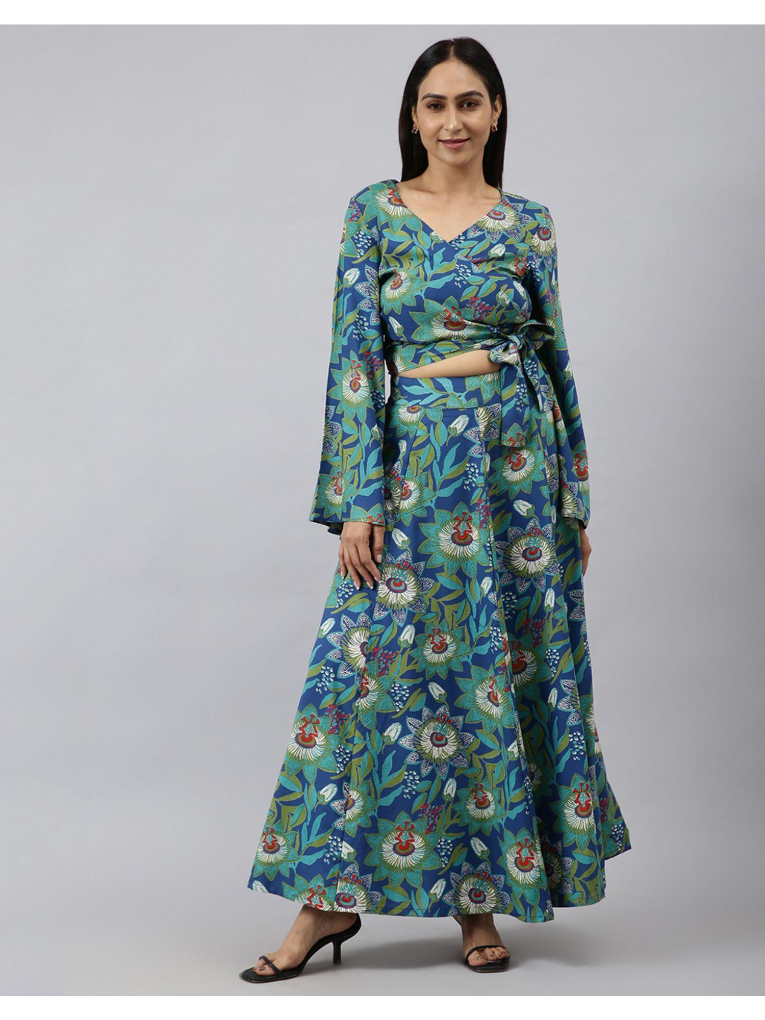 fabnu teal modal printed co-ord (set of 2)