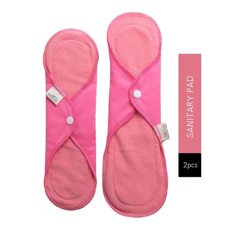 fabpad pink reusable cloth pad sanitary napkins - pack of 2 (regular + maxi size)
