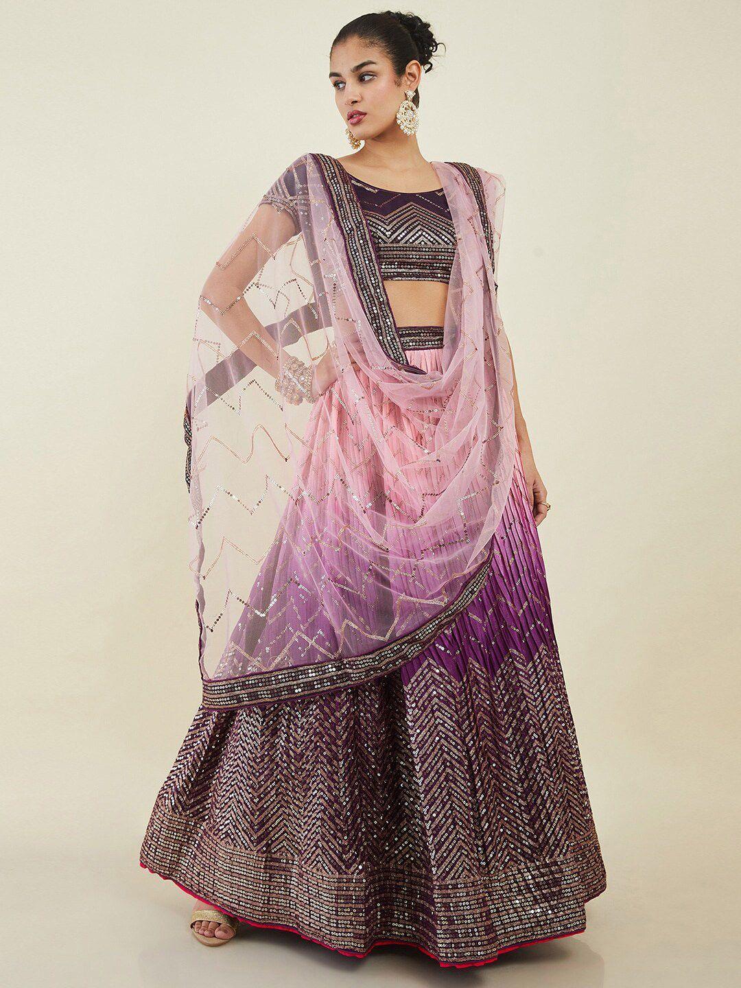 fabpixel embroidered semi-stitched lehenga & unstitched blouse with dupatta