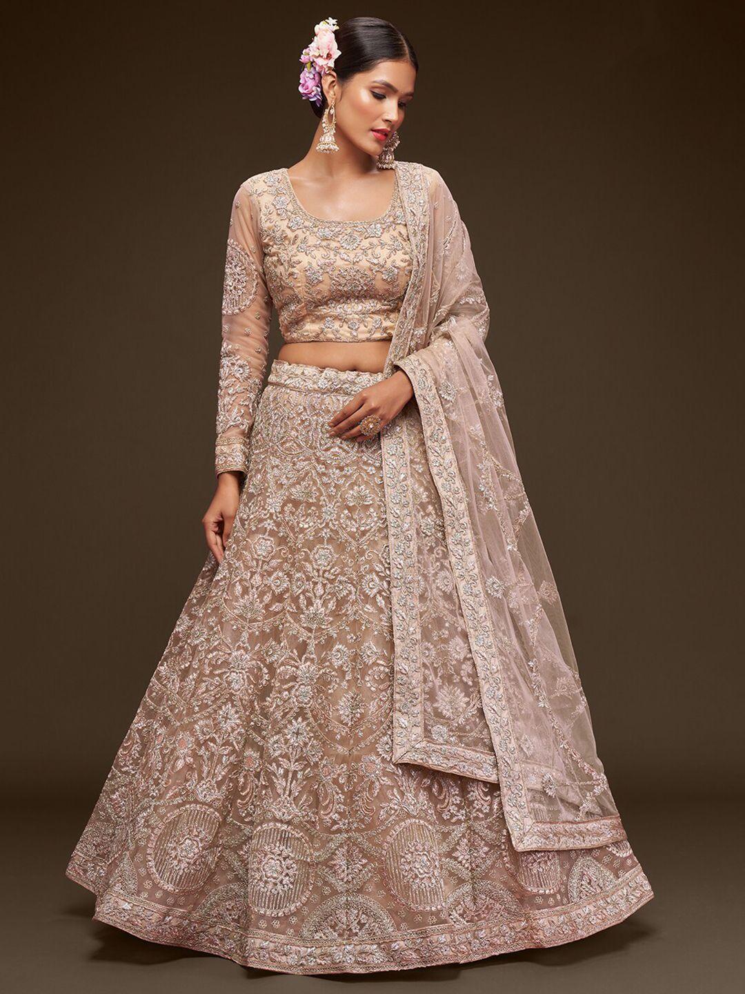fabpixel embroidered semi-stitched lehenga & unstitched blouse with dupatta