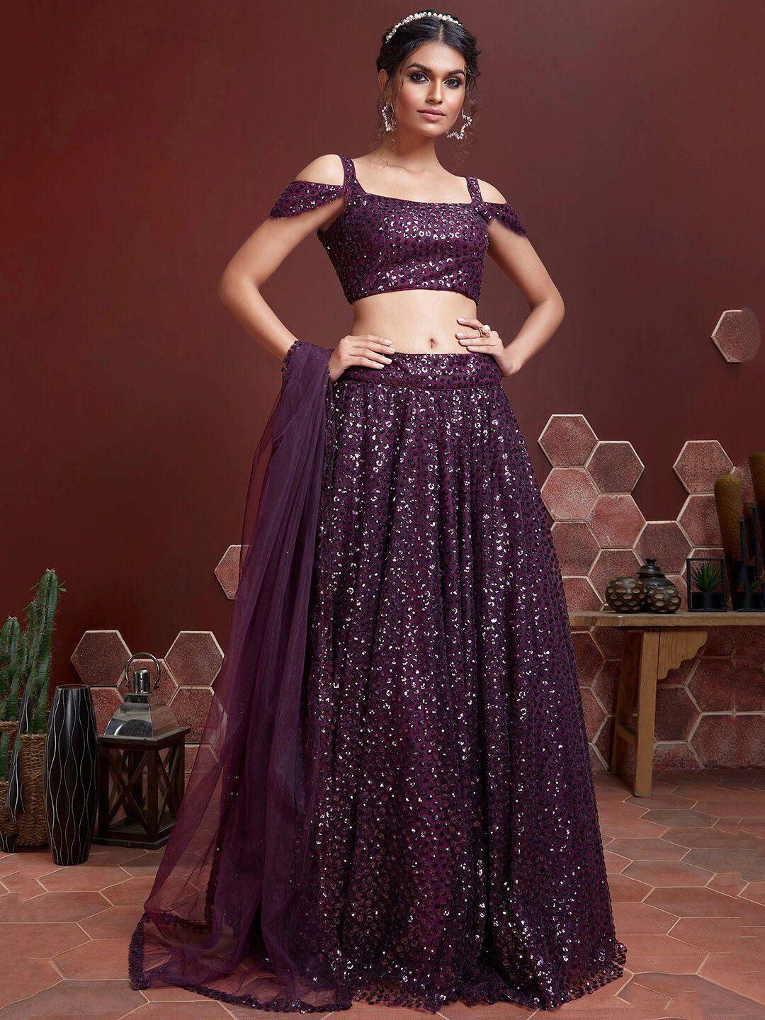 fabpixel embellished sequinned semi-stitched lehenga & unstitched blouse with dupatta