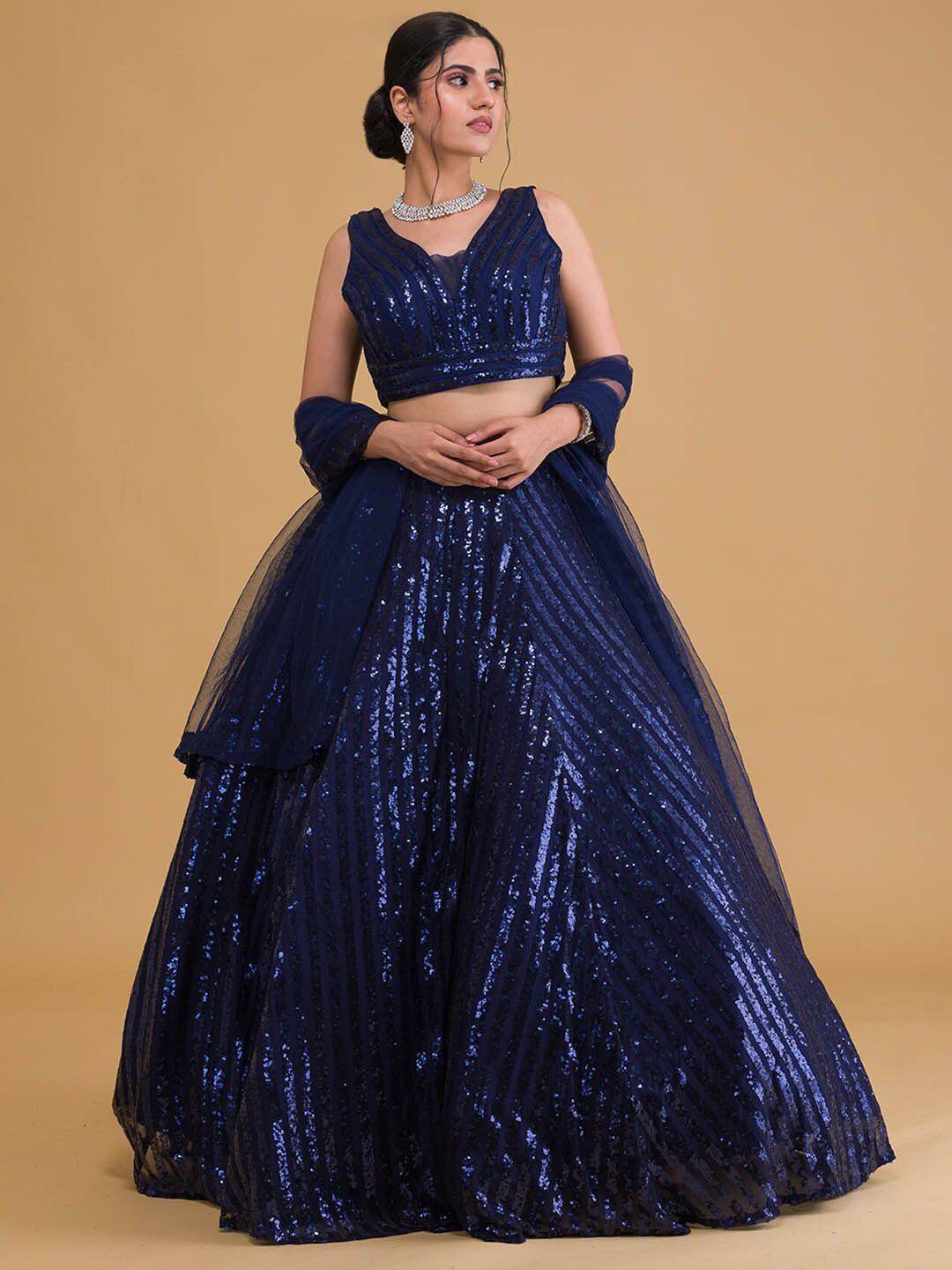 fabpixel embellished sequinned semi-stitched lehenga & unstitched blouse with dupatta