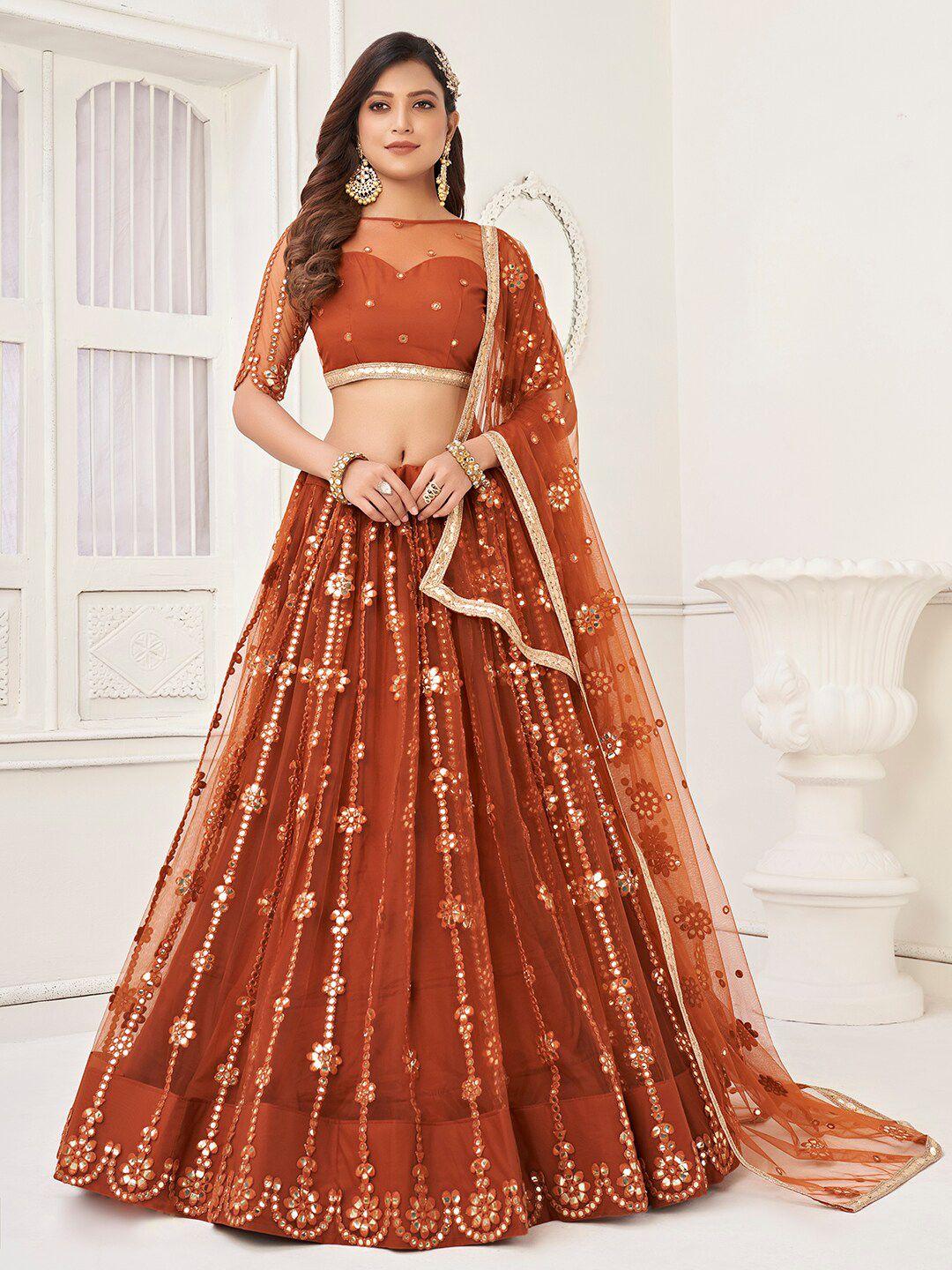 fabpixel embellished sequinned semi-stitched lehenga & unstitched blouse with dupatta