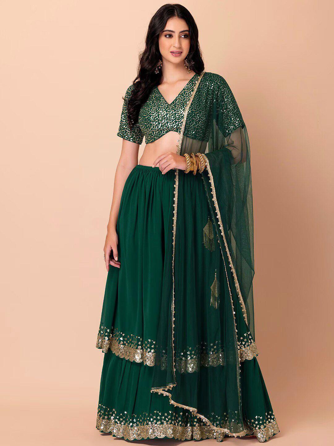 fabpixel embellished sequinned semi-stitched lehenga choli with dupatta