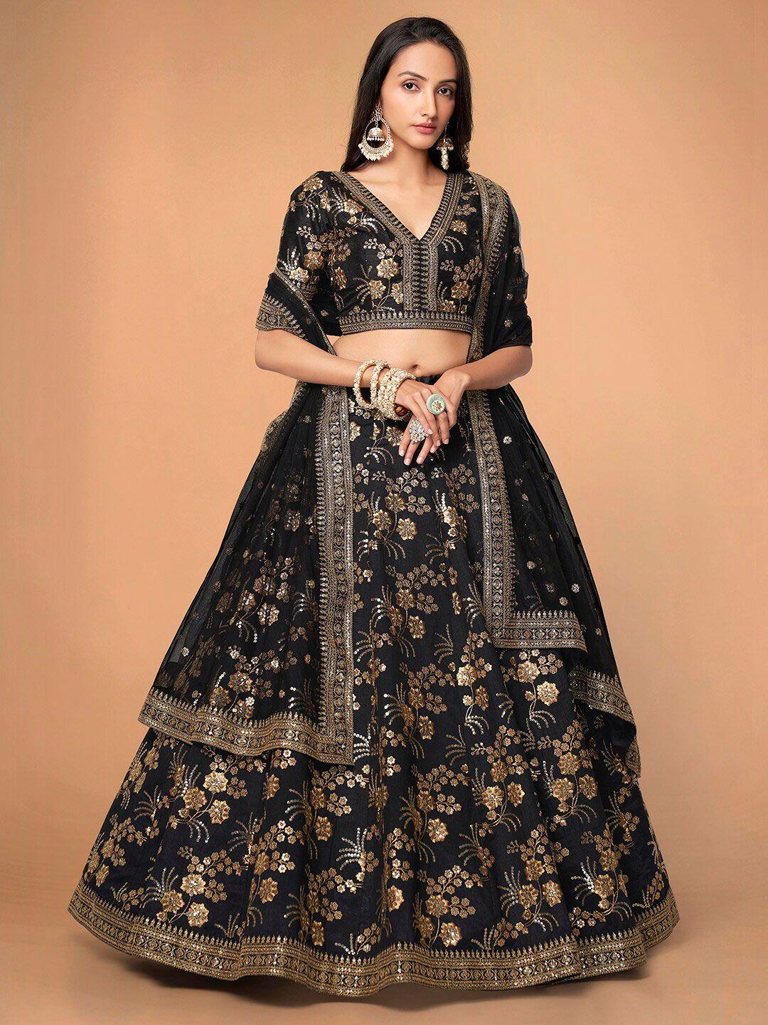 fabpixel embroidered semi-stitched lehenga & unstitched blouse with dupatta