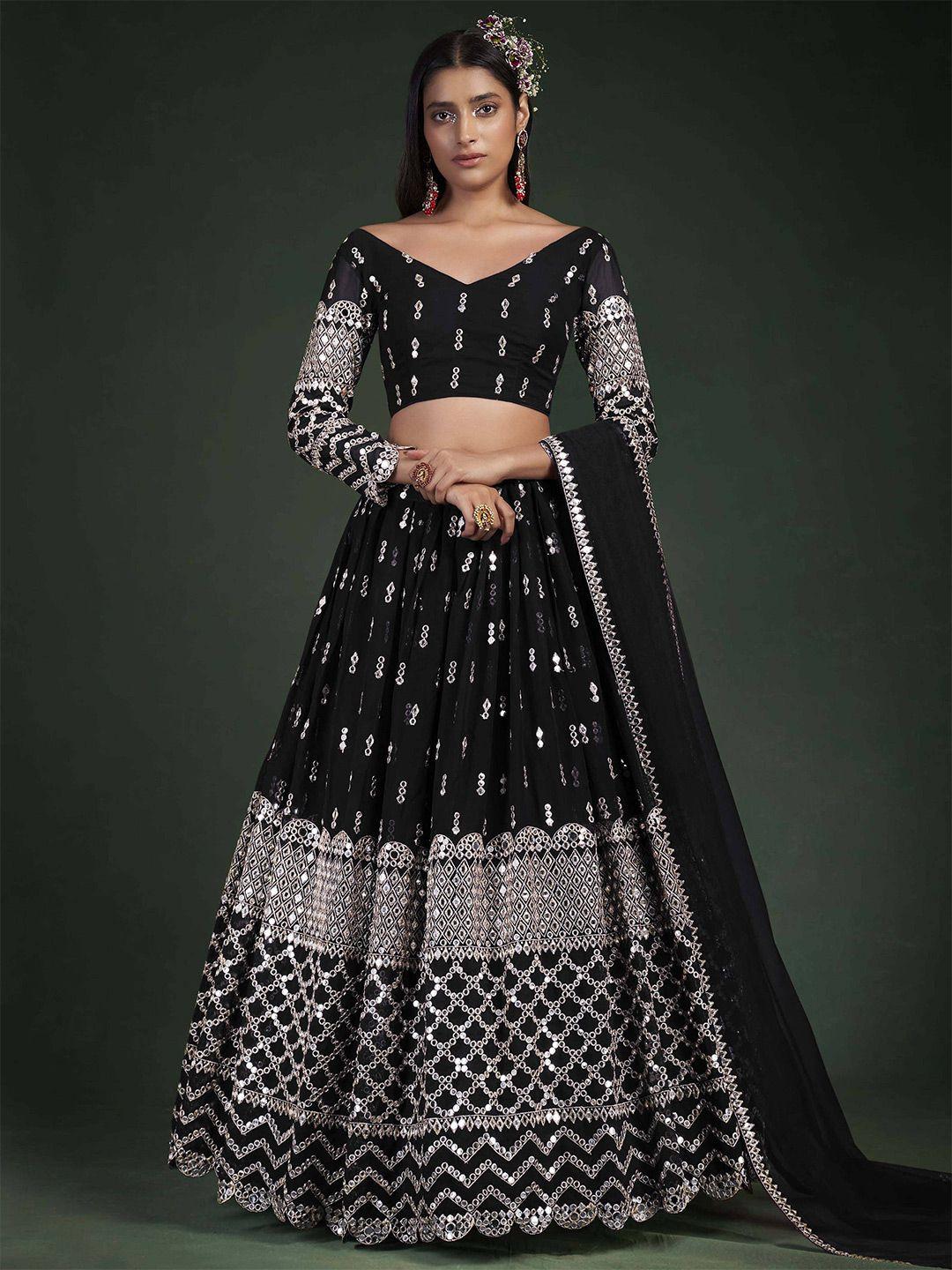 fabpixel embroidered semi-stitched lehenga & unstitched blouse with dupatta