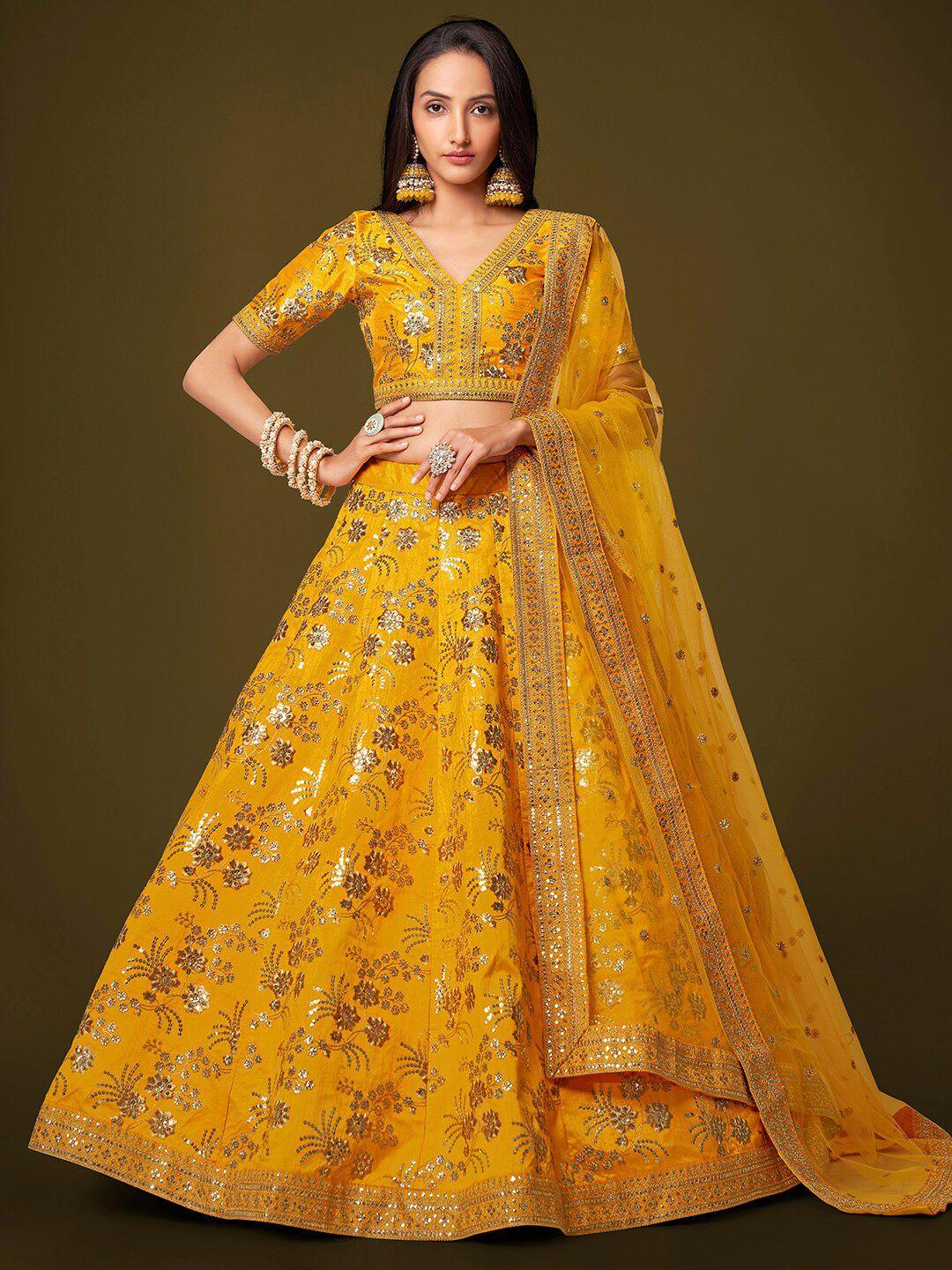 fabpixel embroidered zari semi-stitched lehenga & blouse with dupatta