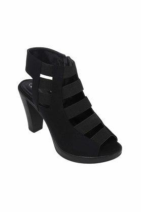 fabric buckle womens work wear heels - black