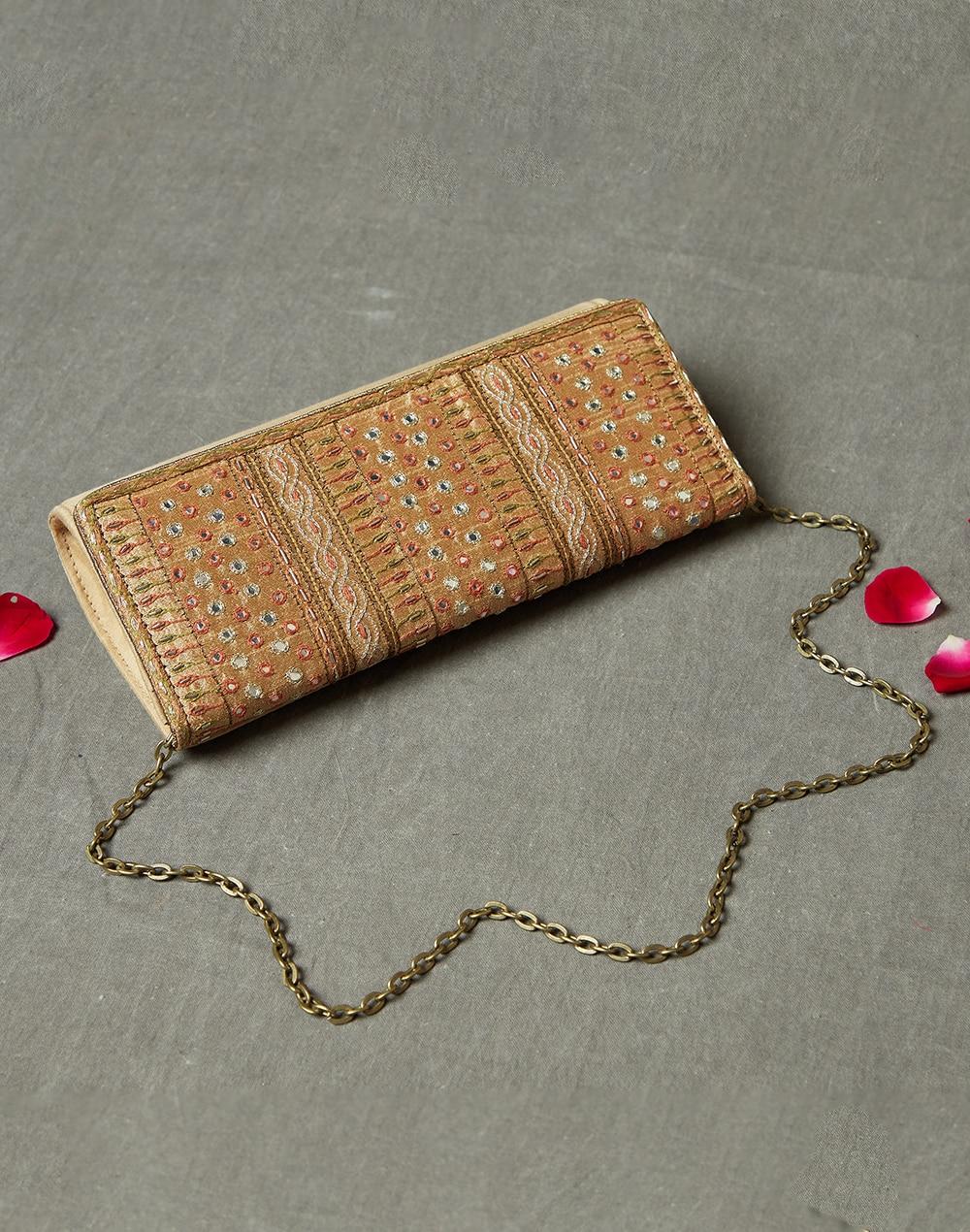 fabric embroidered clutch bag