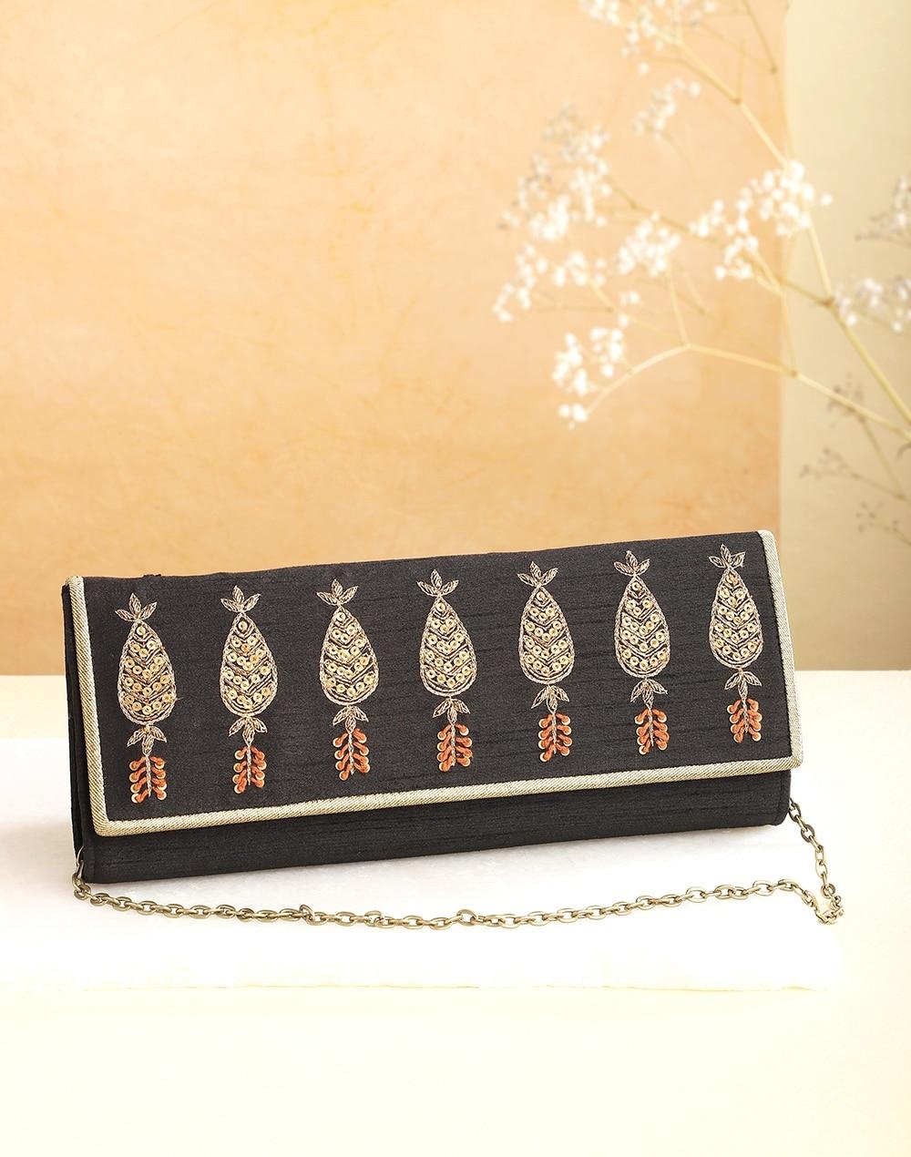 fabric embroidered clutch bag