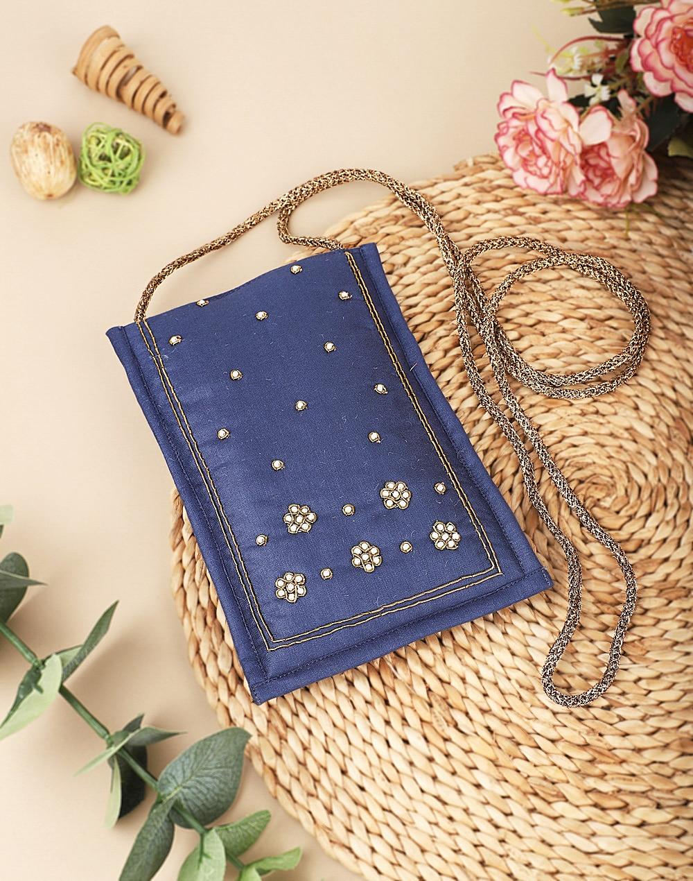 fabric embroidered mobile pouch