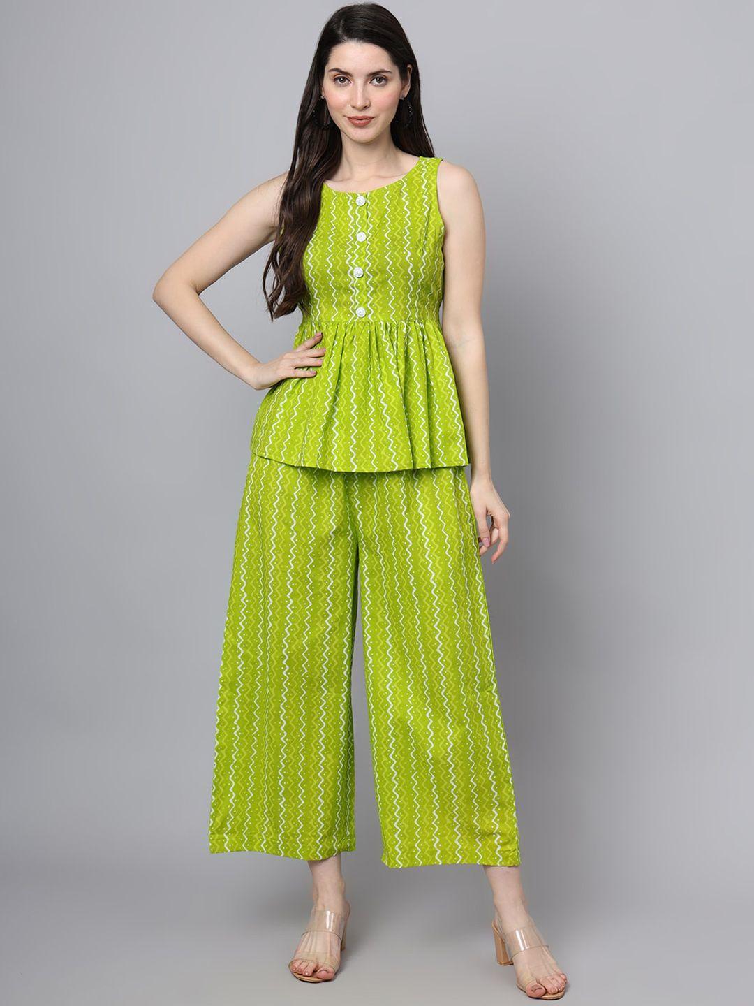 fabric fitoor striped pure cotton sleeveless top with palazzo