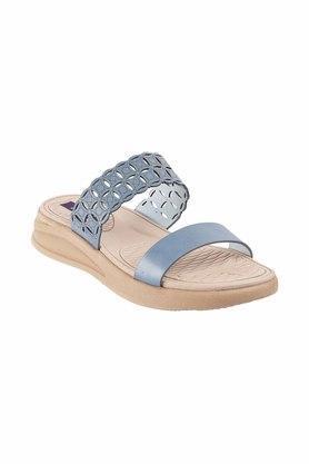 fabric round toe slipon womens sandals - blue