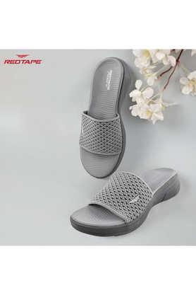 fabric slip-on women's comfort slides - grey